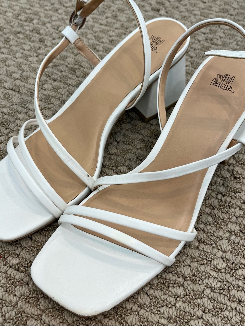 wild fable White Strappy Square-Toe Block Heel Sandals